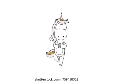 Cute Unicorn Character. Vector illustration. Isolated on white background.