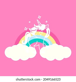 vector de carácter unicornio lindo con arco iris