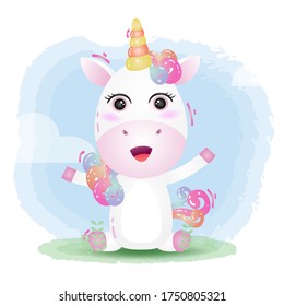 cute unicorn in the children's style. cute cartoon unicorn vector illustration