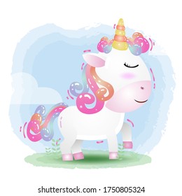 cute unicorn in the children's style. cute cartoon unicorn vector illustration