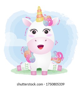 cute unicorn in the children's style. cute cartoon unicorn vector illustration