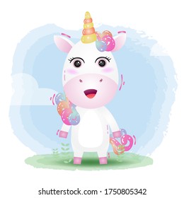 cute unicorn in the children's style. cute cartoon unicorn vector illustration