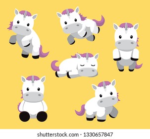 Cute Unicorn Chubby Cartoon Character Vector
