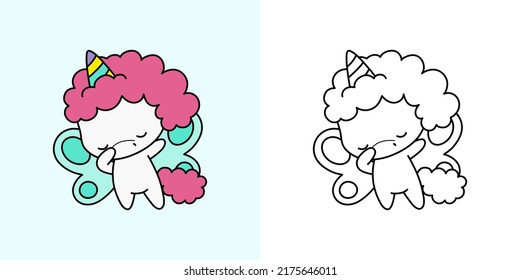 Cute Unicorn Clipart for Coloring Page and Illustration. Happy Clip Art Unicorn. Vector Illustration of a Kawaii for Stickers, Prints for Clothes, Baby Shower, Coloring Pages.  svg