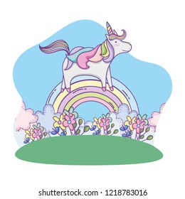 Cute unicorn and clouds