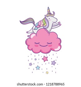 Cute unicorn and clouds