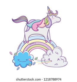 Cute unicorn and clouds
