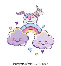 Cute unicorn and clouds