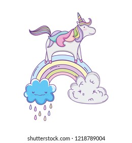 Cute unicorn and clouds