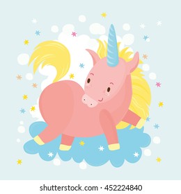 cute unicorn in the clouds
