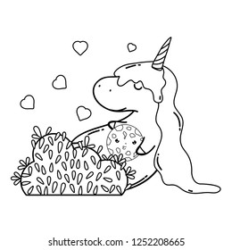 cute unicorn with clouds and rainbow kawaii