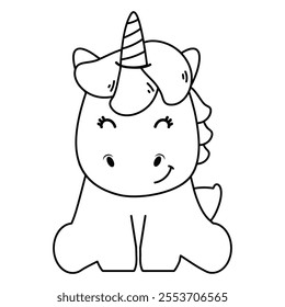 Cute unicorn coloring book design cartoon