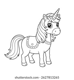 Cute Unicorn Coloring Page with Butterflies and Flowers for Children

