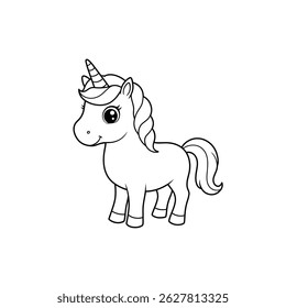 Cute Unicorn Coloring Page with Butterflies and Flowers for Children
