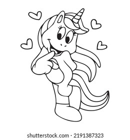 Cute Unicorn Coloring Page With heart