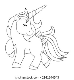 Cute Unicorn Coloring Page Kids Stock Vector (Royalty Free) 2141844543 ...