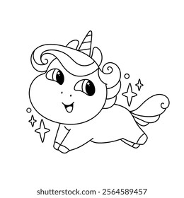 Cute unicorn coloring page for kids