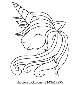 Cute Unicorn Coloring Page Rainbow Stock Vector (Royalty Free ...