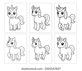 Cute Unicorn Coloring Pages for kids Vol-02