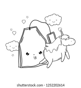cute unicorn with commercial tag kawaii