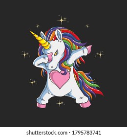 cute unicorn dabbing illustration vector graphic