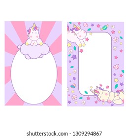 Cute unicorn decorated sleeping sweetly and pink pastel background design