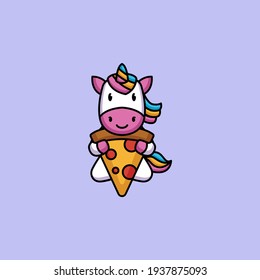 Cute unicorn with delicious food flat design