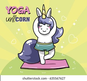 cute unicorn does yoga