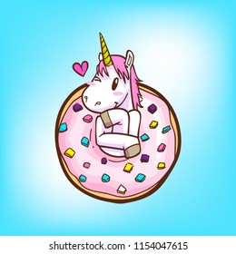 cute unicorn and donuts