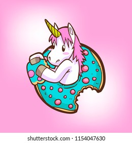 cute unicorn and donuts