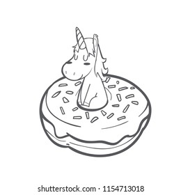 cute unicorn and donuts