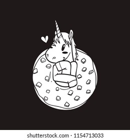 cute unicorn and donuts
