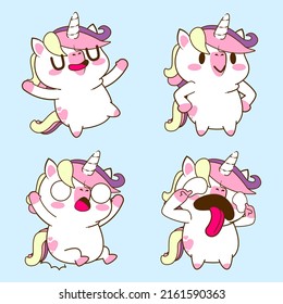 cute unicorn doodle sticker, unicorn illustration