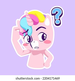 cute unicorn doodle sticker, unicorn illustration