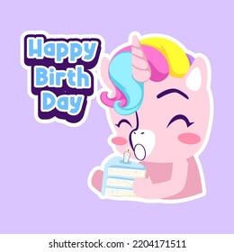 cute unicorn doodle sticker, unicorn illustration
