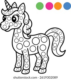 Cute Unicorn Dot-to-Color Printable for Kids