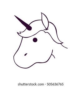 cute unicorn drawn icon vector illustration design