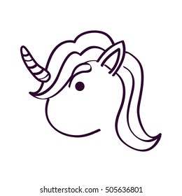 cute unicorn drawn icon vector illustration design