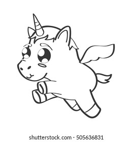 cute unicorn drawn icon vector illustration design