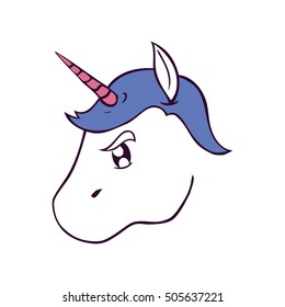 cute unicorn drawn icon vector illustration design