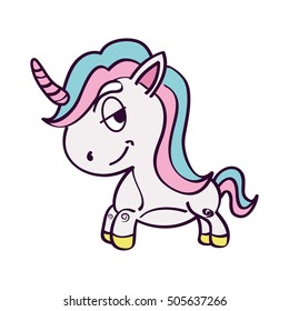 cute unicorn drawn icon vector illustration design