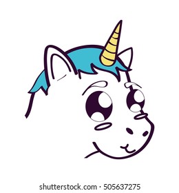 cute unicorn drawn icon vector illustration design