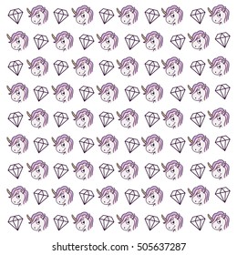 cute unicorn drawn icon vector illustration design