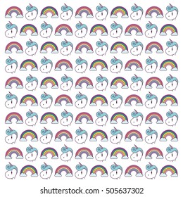 cute unicorn drawn icon vector illustration design