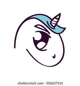 cute unicorn drawn icon vector illustration design