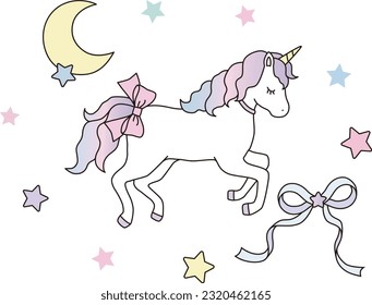 Cute unicorn dreamy vector icon illustration 
