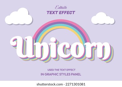 Efecto de texto editable de unicornio corto