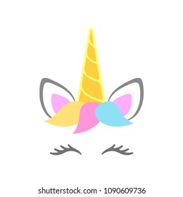 Cute Unicorn Face Unicorn Head Horn Stock Vector (Royalty Free ...