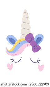 Cute unicorn face. Vector illustration