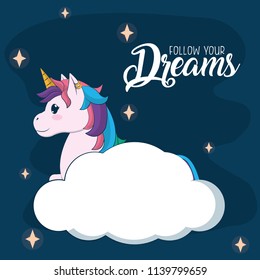 Cute unicorn fantasy cartoon